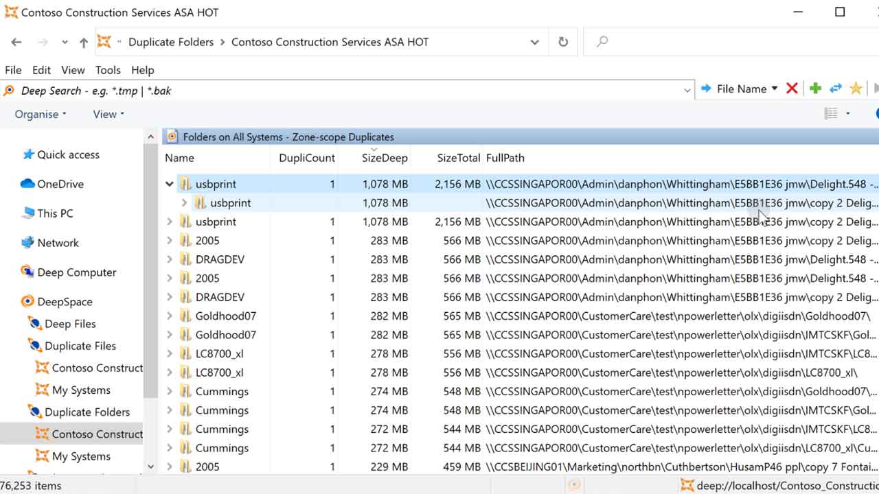 Duplicate Folder Analysis. In the same way, duplicate folders can be identified – all without leaving Windows File Explorer.