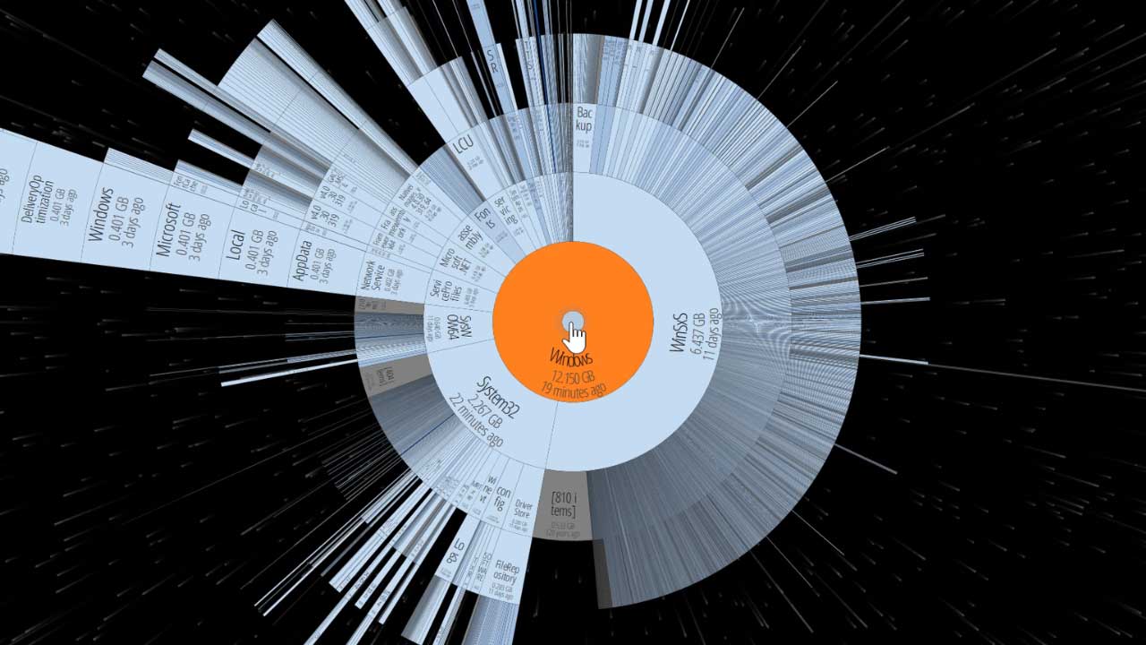 Storage Footprint Visualization. Surveil your storage landscape with 2D space maps of storage capacity allocation, with pan & zoom from high, enterprise level down to single-file level.