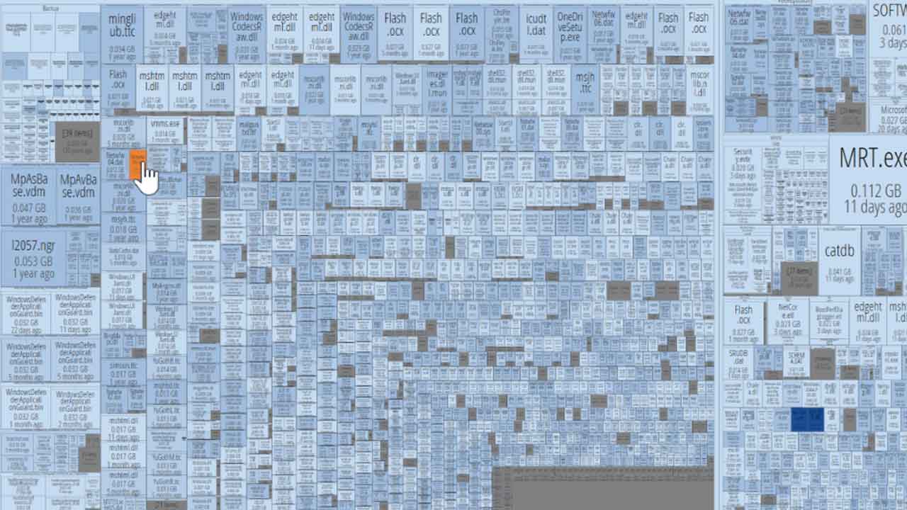 Storage Footprint Visualization. Surveil your storage landscape with 2D space maps of storage capacity allocation, with pan & zoom from high, enterprise level down to single-file level.